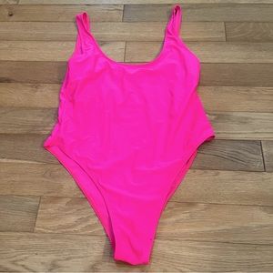 Shein Hot Pink Solid One Piece